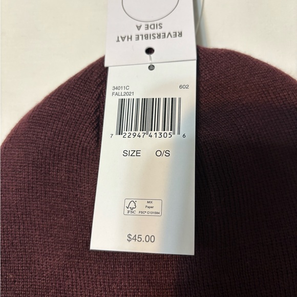Michael Kors Men’s Reversible Hate. Size O/S. Color Maroon. - Picture 2 of 4